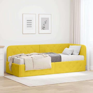 vidaXL Hoek Bed Frame Geel 80 x 200 cm Fluweel, Huis en Inrichting, Verzenden, Nieuw