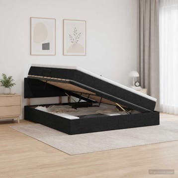 vidaXL Opbergbed met matras met hoofdeinde Zwart 140 x 190, Verzenden, Nieuw