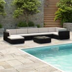 vidaXL 8-delige Loungeset met kussens poly rattan zwart, Verzenden, Nieuw, Loungeset