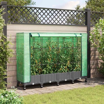 vidaXL Tuinschutting met Kasbedekking en Wielen 4 st, Tuin en Terras, Verzenden, Nieuw