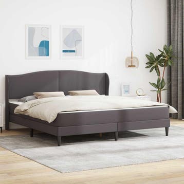 vidaXL Bedframe met hoofdeinde Grijs 180 x 200 cm Kunstleer, Verzenden, Nieuw