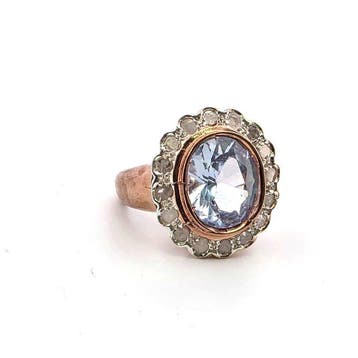 Zonder minimumprijs - Ring - 9 kt. Roségoud, Zilver Spinel -