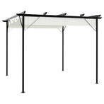 vidaXL Pergola met uitschuifbaar dak 3x3 m staal crémewit, Tuin en Terras, Verzenden, Nieuw