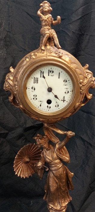 Figurale pendule - zamak koper - 1930-1940, Antiek en Kunst