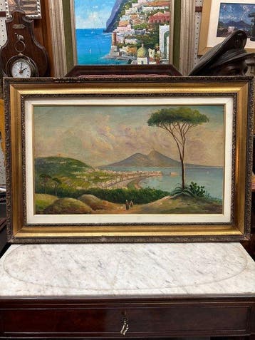 Italiaanse school (XIX) - Golfo di Napoli con il Vesuvio