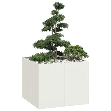 vidaXL Plantenbak 100x100x80 cm staal wit, Verzenden