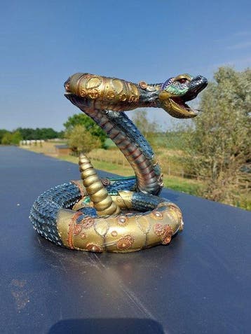 Beeld, slang pyton steampunk - 22.5 cm - polyresin
