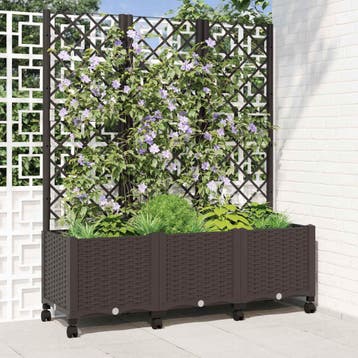 vidaXL Tuinsteker met schutting en wielen Bruin 120 x 40 x, Verzenden, Nieuw