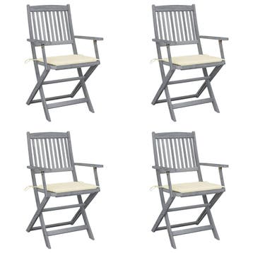 vidaXL Set van 4 klapstoelen met kussens, gemaakt van, Verzenden, Nieuw