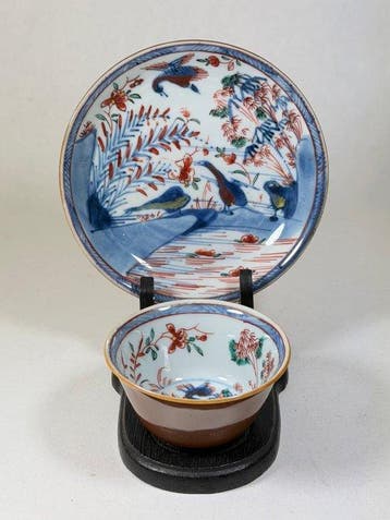 Theekop en schotel - Porselein - China - Kangxi (1662-1722)