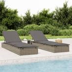 vidaXL Ligbed met tafel 1 st poly rattan grijs, Verzenden, Nieuw