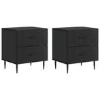 vidaXL Nachtkastje 2 pcs Zwart 43 x 34,5 x 47,5 cm Bewerkt, Verzenden, Nieuw