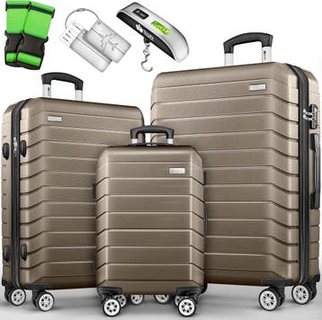 Kofferset - 3 delig - Trolley - Reiskoffer set - Rosegoud -, Verzenden, Nieuw