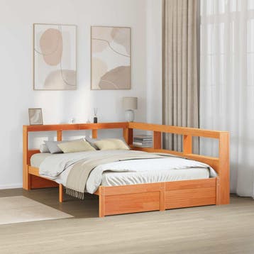 vidaXL Boekenkast Bed 2 st Wasbruin 200 x 140 cm Massief, Verzenden