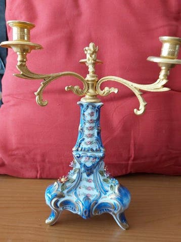 Kandelaber - Porselein - kandelaar met drie vlammen, Antiek en Kunst