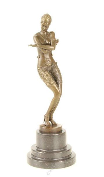 Statue, Exclusief bronzen sculptuur van een “Coy Dancer” -