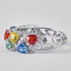 Bague tendance - 14 carats Or blanc - 3.77ct. tw. Saphir -
