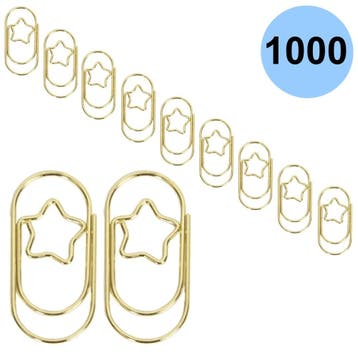 Fako Bijoux - 1000x Mini Paperclip Ster Goud - Goudkleurige, Diversen, Cadeauverpakkingen, Verzenden, Nieuw