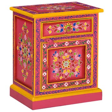 vidaXL Nachtkastje handgeschilderd massief mangohout roze, Verzenden, Nieuw