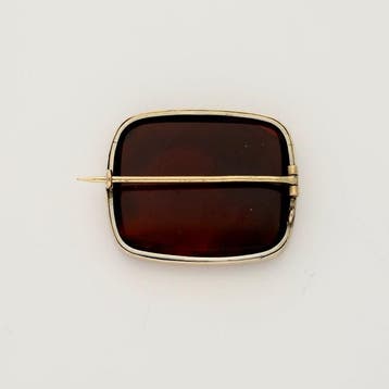 Broche - 12 kt. Geel goud - Agaat