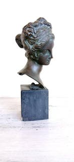 Beeld, Busto di giovane donna - 29 cm - Brons