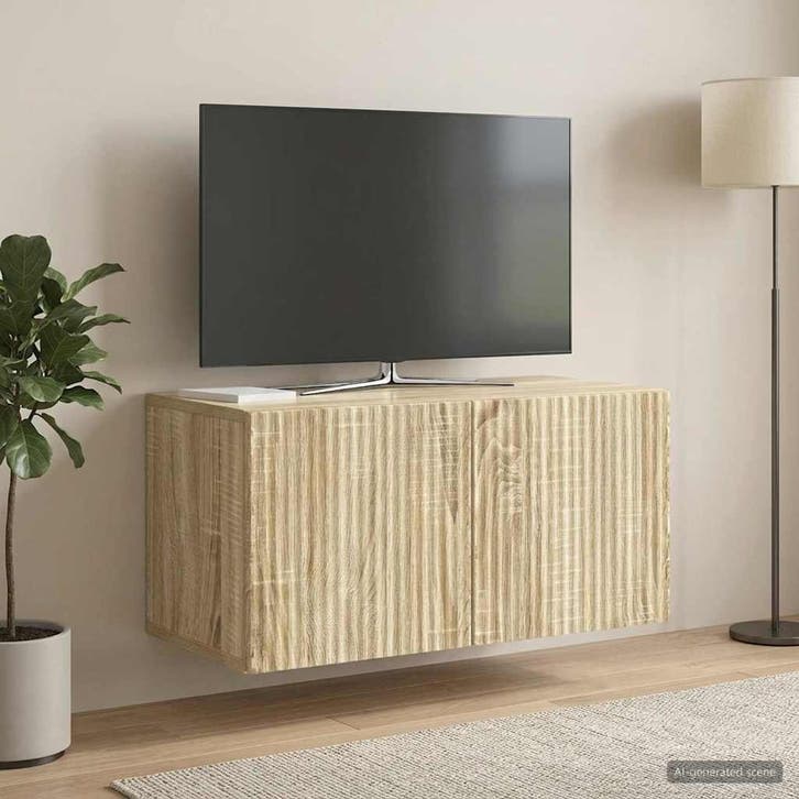 vidaXL Wandmontage TV-kast Sonoma Eiken 59,5 x 31 x 30 cm, Maison & Meubles, Armoires | Mobilier de télévision, Envoi
