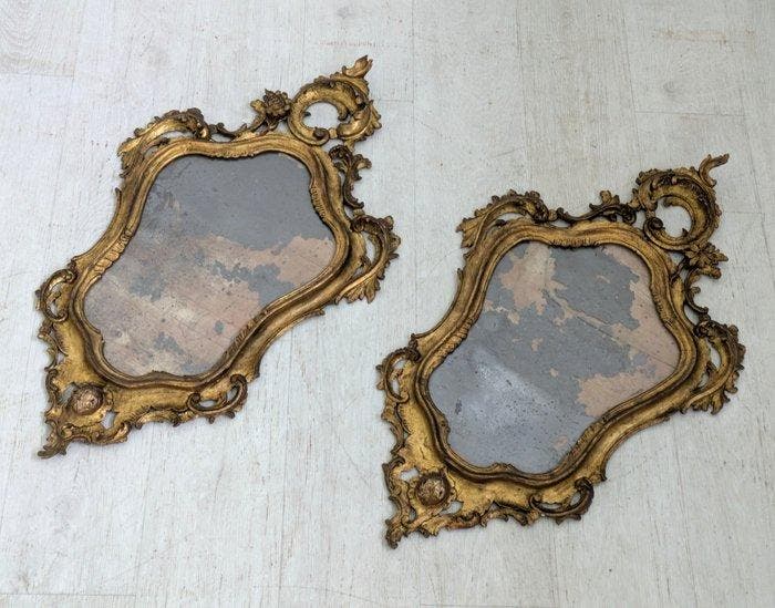 Miroir (2) - Bois doré, Antiquités & Art, Antiquités | Meubles | Chaises & Canapés