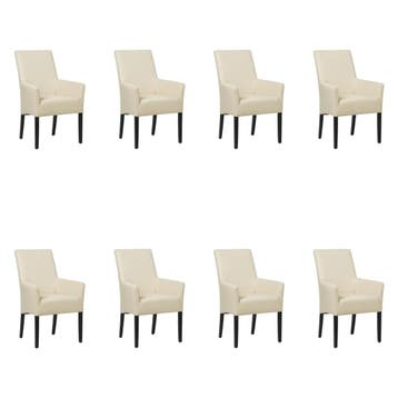Set van 8 Leren eetkamerstoelen Just met armleuning -, Huis en Inrichting, Ophalen of Verzenden, Nieuw, Leer, Eén