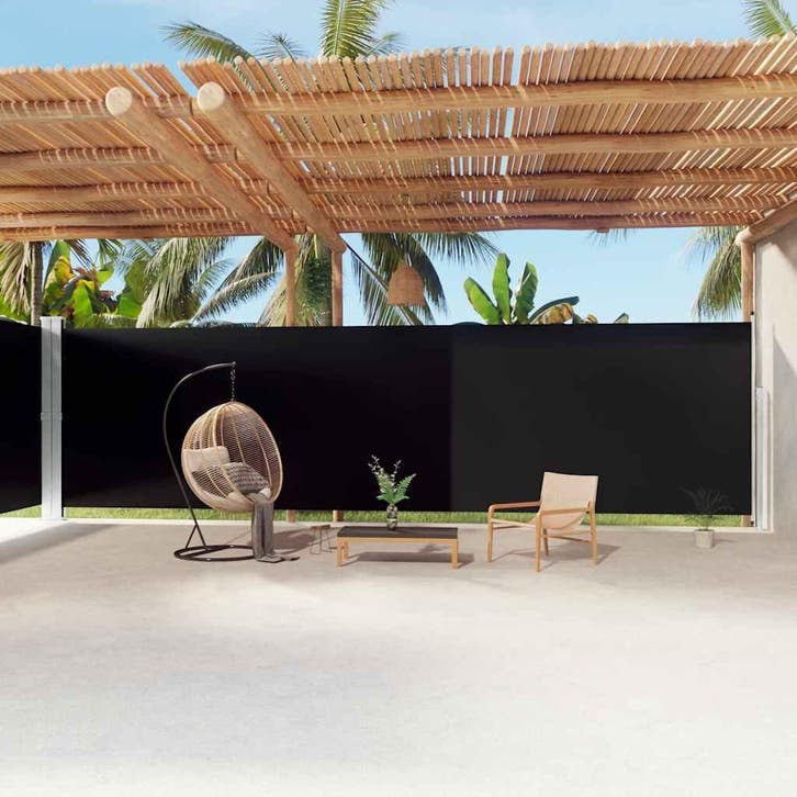 vidaXL Windscherm uittrekbaar 220x1200 cm zwart, Tuin en Terras, Parasols, Nieuw, Verzenden