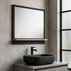 Badplaats Spiegel Adam 60 cm - Zwart met Eiken, Verzenden, Nieuw