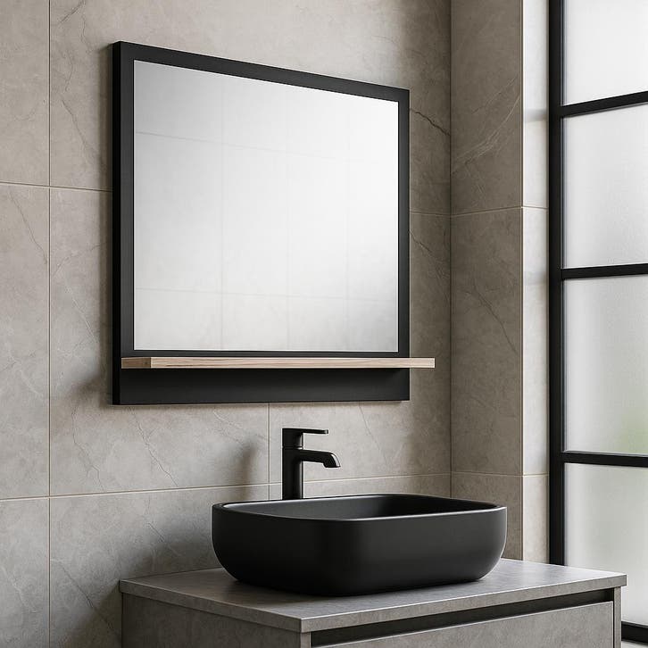 Badplaats Spiegel Adam 60 cm - Zwart met Eiken, Maison & Meubles, Salle de bain | Meubles de Salle de bain, Envoi