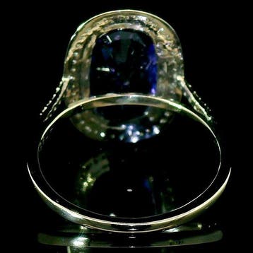 Bague Platine - 6.36ct. tw. Saphir - Diamant - Bague halo en