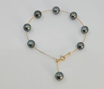 Armband - 18 karaat Geel goud, 7,5x8 mm heldere Tahitiaanse