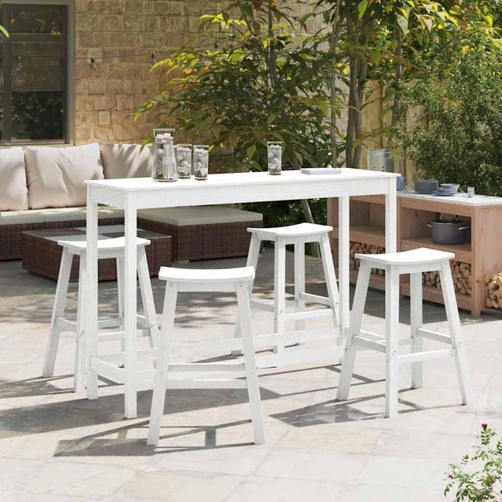 vidaXL Tuin Bar Set 4 st Wit HDPE, Jardin & Terrasse, Ensembles de jardin, Envoi