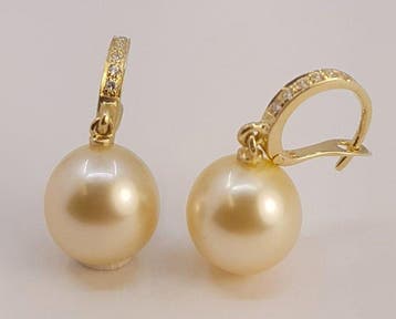 Boucles doreilles - 14 carats Or jaune - 0.09ct. tw. - 10 ×, Bijoux, Sacs & Beauté, Boucles d'oreilles