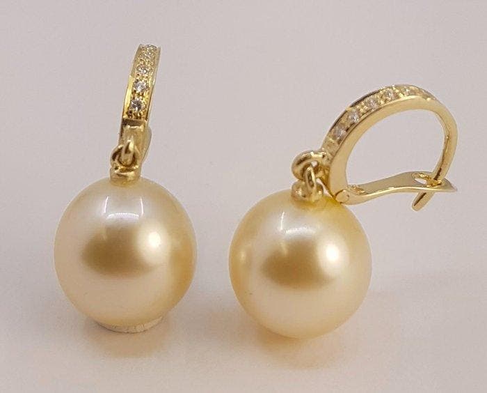 Boucles doreilles - 14 carats Or jaune - 0.09ct. tw. - 10 ×, Bijoux, Sacs & Beauté, Boucles d'oreilles
