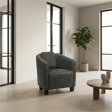 Leren fauteuil Press Special - Kenia Antracite (grijs) -, Nieuw, Ophalen of Verzenden, Eigentijds, Klassiek, Retro, Romantisch, Vintage
