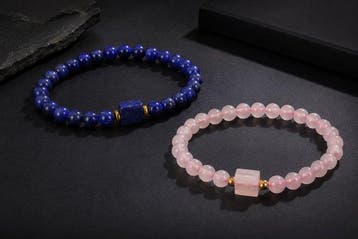 Beau ensemble de bracelets pour couple – lapis-lazuli et