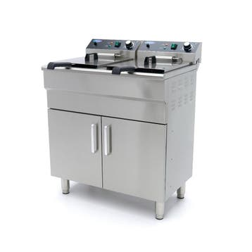 Dubbele frituurpan | 60–200°C | RVS | Aftapkranen | 6kW, Verzenden, Nieuw in verpakking