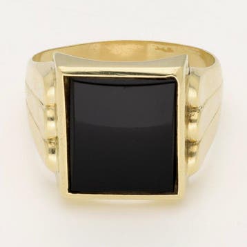 Ring - 14 karaat Geel goud - Onyx