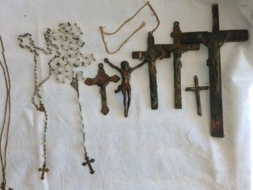 Crucifix (9) - Messing, Metaal, Hout - 1900-1910 - Prachtige