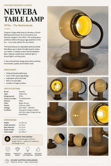 Lampe de table - Métal, Plastique