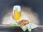 Willie Manders - Blond schuimend bier. Met brood., Antiek en Kunst, Kunst | Schilderijen | Modern