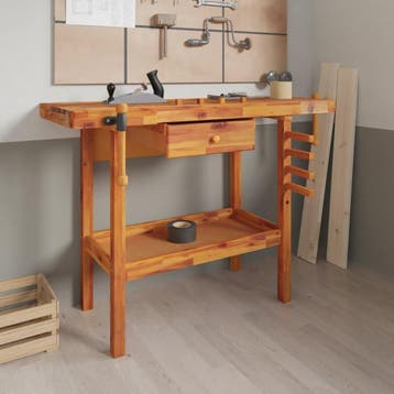 vidaXL Werkbank met lade en bankschroeven 124x52x83 cm, Doe-het-zelf en Bouw, Werkbanken, Verzenden, Nieuw