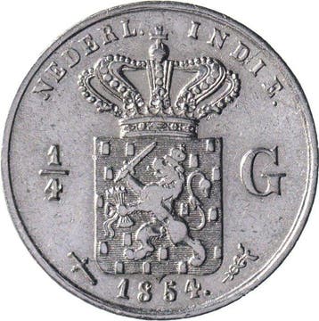 Nederlands-Indië. 1/4 Gulden 1854, 1855, 1857 & 1858 (lot