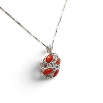 Koraal - Argento 925 - Ketting met hanger - Italiaans, Verzamelen, Mineralen en Fossielen