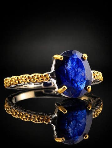 Zonder minimumprijs - Ring Saffier Edelsteenring -, Handtassen en Accessoires, Nieuw