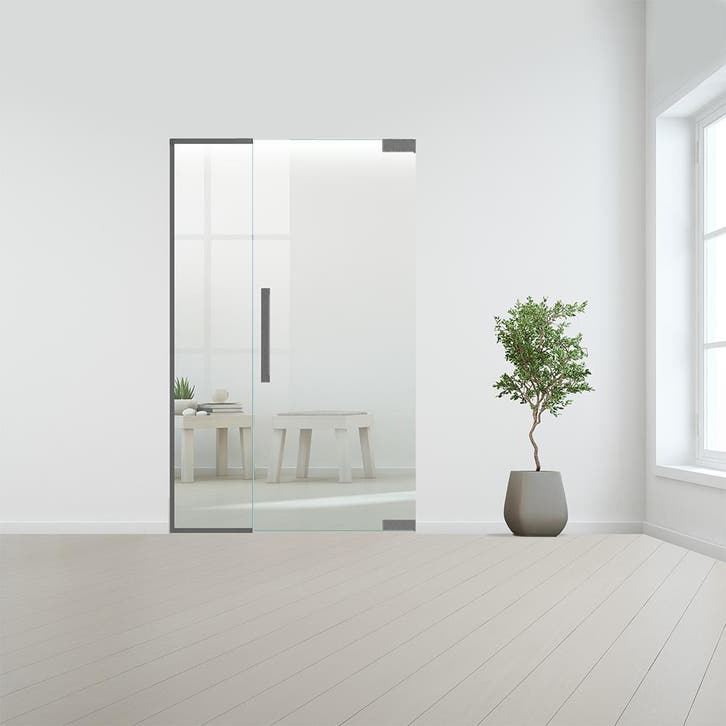 Glazen binnendeur met zijlicht zonder kozijn RVS beslag-Rech, Doe-het-zelf en Bouw, Glas en Ramen, Nieuw, Verzenden