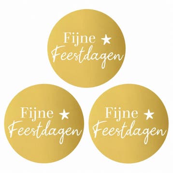 Fijne Feestdagen Stickers - 50 mm - Goudkleurig - Goudfolie, Hobby & Loisirs créatifs, Verzenden