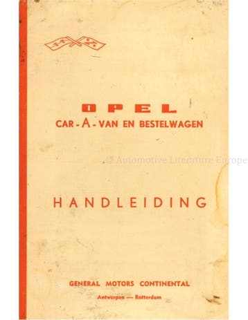 1959 OPEL OLYMPIA CAR-A-VAN | BESTELWAGEN INSTRUCTIEBOEKJE
